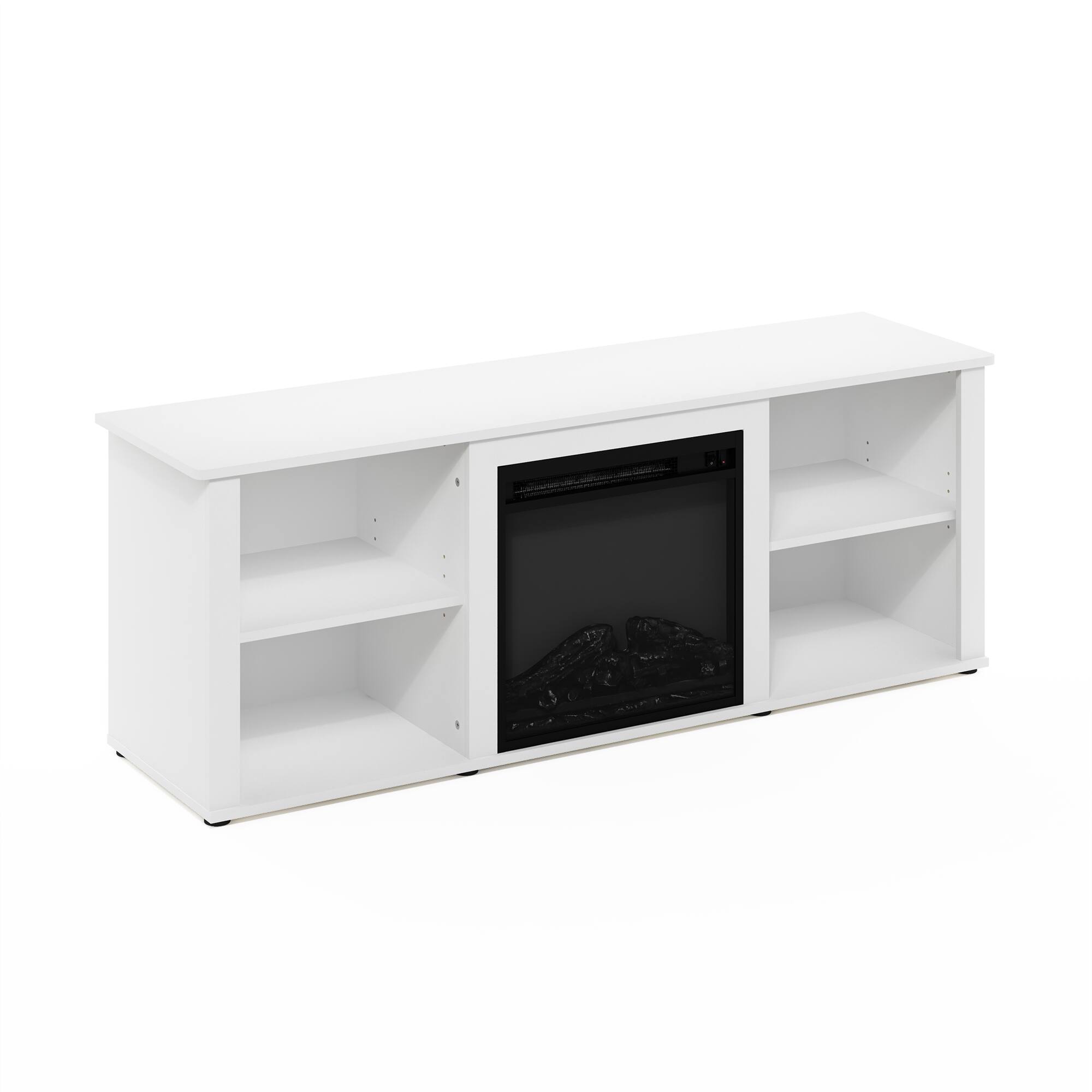 Alt View 3. Furinno - Classic 60 Inch TV Stand with Fireplace - Solid White.