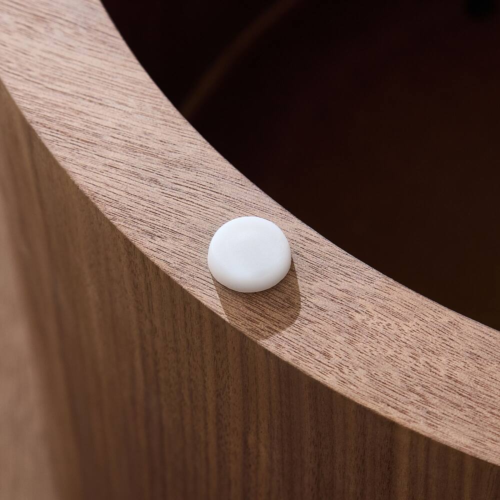 Alt View 3. Loheer - Loheer 19.49 Inch Round Side Table Walnut Coffee Table Sintered Stone Tabletop MDF Pedestal Base for Living Room Bedroom - Walnut.