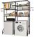 Front. VEVOR - Over Washer and Dryer Storage Shelves,6 Tiers Laundry Room Drying Rack,Hanger Rod and Hooks, Two Rows Adjustable Shelves - Black.