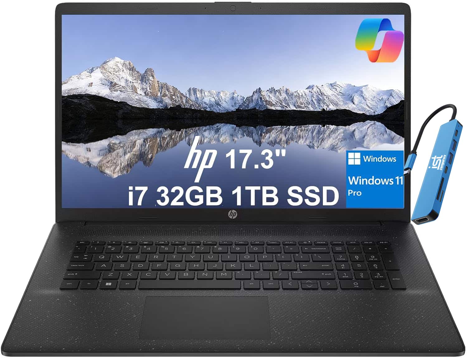 HP - 17 17.3 HD+ Laptop - Intel Core i7 with 32GB Memory - 1TB SSD - Windows 11 Pro - Black
