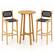 Alt View 6. Costway - 3 PCS Patio Bar Set Round Cocktail Table with 2 Armless Rattan Bar Stools - Natural,Black.