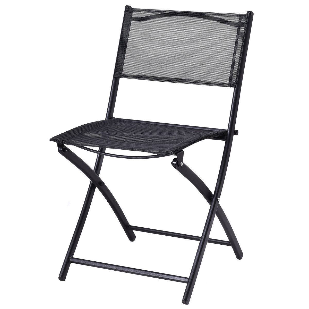 Alt View 4. Gymax - Gymax 3 Pcs Bistro Set Garden Backyard Table Folding Chairs Outdoor Patio Furniture - Black.