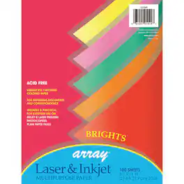 Pacon - Bright Multi Purpose Paper 5 Assorted Colors 20 lb. 8 1/2 x 11 100 Sheets