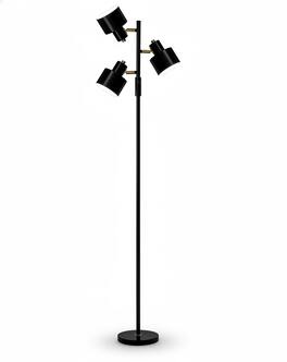 FINEAK - Modern Industrial 3-Light Floor Lamp - LED Metal Standing Lamp - Black