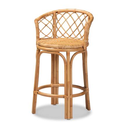Front. bali & pari - Orchard Modern Bohemian Natural Rattan Counter Stool - Natural Brown.