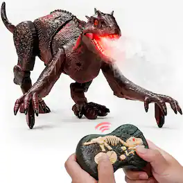 Veeniix - Interactive Remote Control Dinosaur Toy: Large Walking RC Jurassic Dino for Boys & Girls Ages 6, 7, 8-12,Children’s Day - Red