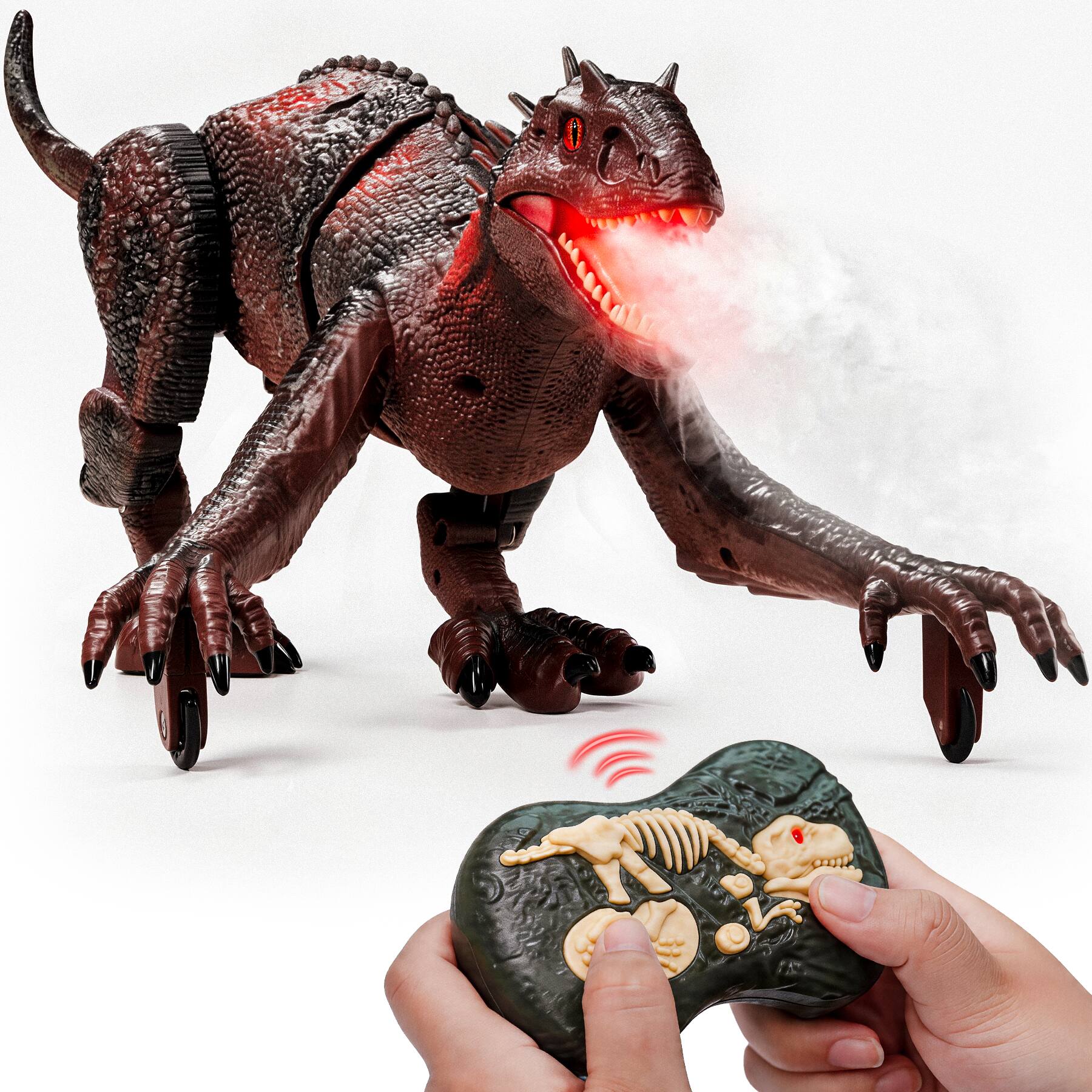 Front. Veeniix - Interactive Remote Control Dinosaur Toy: Large Walking RC Jurassic Dino for Boys & Girls Ages 6, 7, 8-12,Children’s Day - Red.