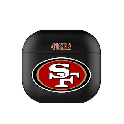 Front. Keyscaper - San Francisco 49ers San Francisco 49ers Insignia AirPods 4th Generation Case Cover - No Size - Black.