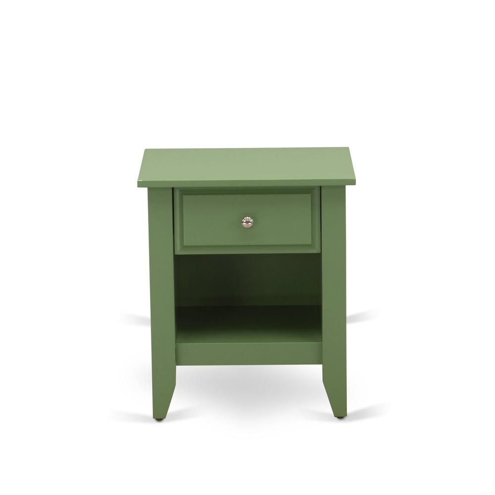 Back. East West Furniture - East West Furniture GA-12-ET Mid Century Night stand for Bedroom with 1 Wooden Drawer, Stable and Sturdy Constructed - - Clover Green.
