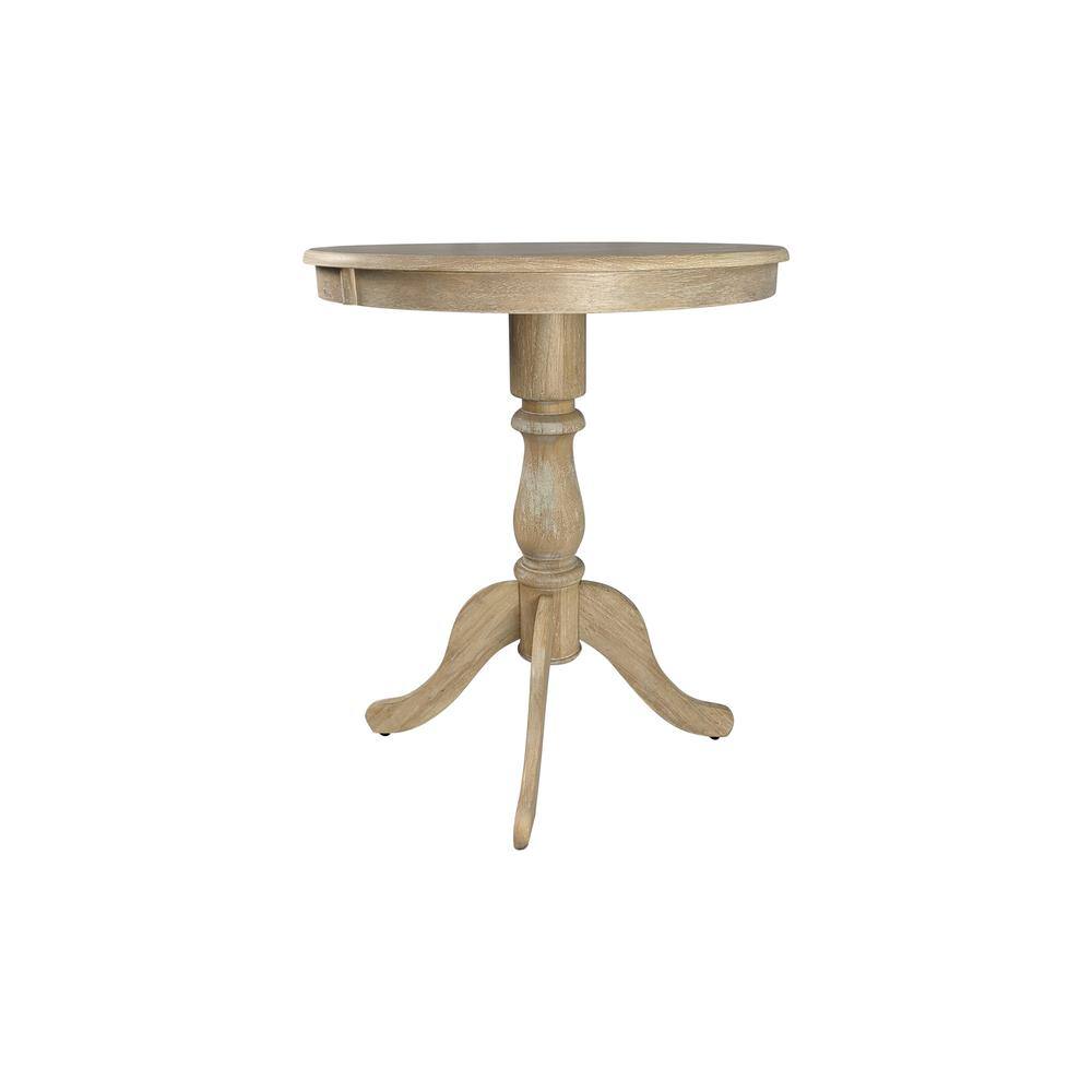 Angle. Carolina Chair & Table - Fairview 30" Round Pedestal Bar Table - Natural Driftwood - Natural Driftwood.