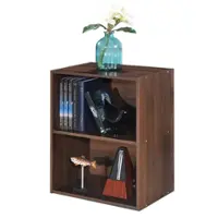Costway - 2 Tier Open Shelf Night Stand End Table Sofa Side Storage Display Furni - Walnut - Front_Zoom