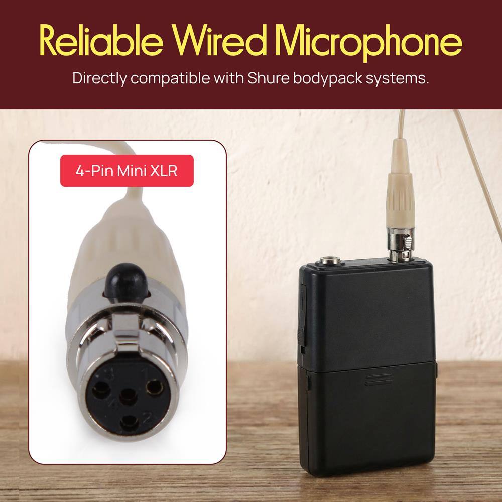 Reliable Wired Microphone  
Directly compatible with Shure bodypack systems.  
4-Pin Mini XLR