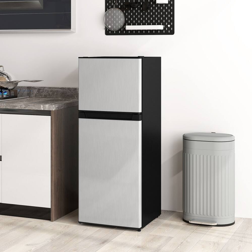 Alt View 6. Loheer - Loheer 4 Cu Ft Compact Refrigerator with Freezer, Reversible Door Small Fridge for Dorm Room & Bedroom, Silver - Silver.