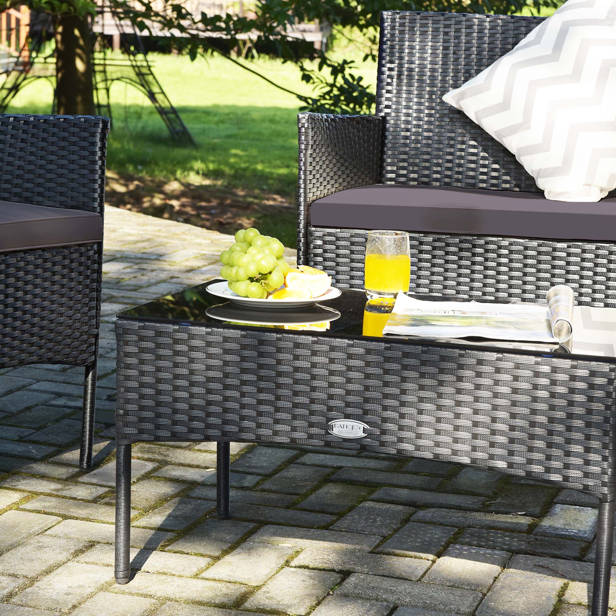 Alt View 9. Costway - 8PCS Patio Rattan Furniture Set Cushioned Sofa Coffee Table Backyard - Grey.