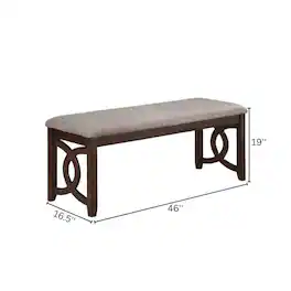 FurniFact - Brown Solid Wood 46 Inch Upholstered Bench For Dining Room - Cherry