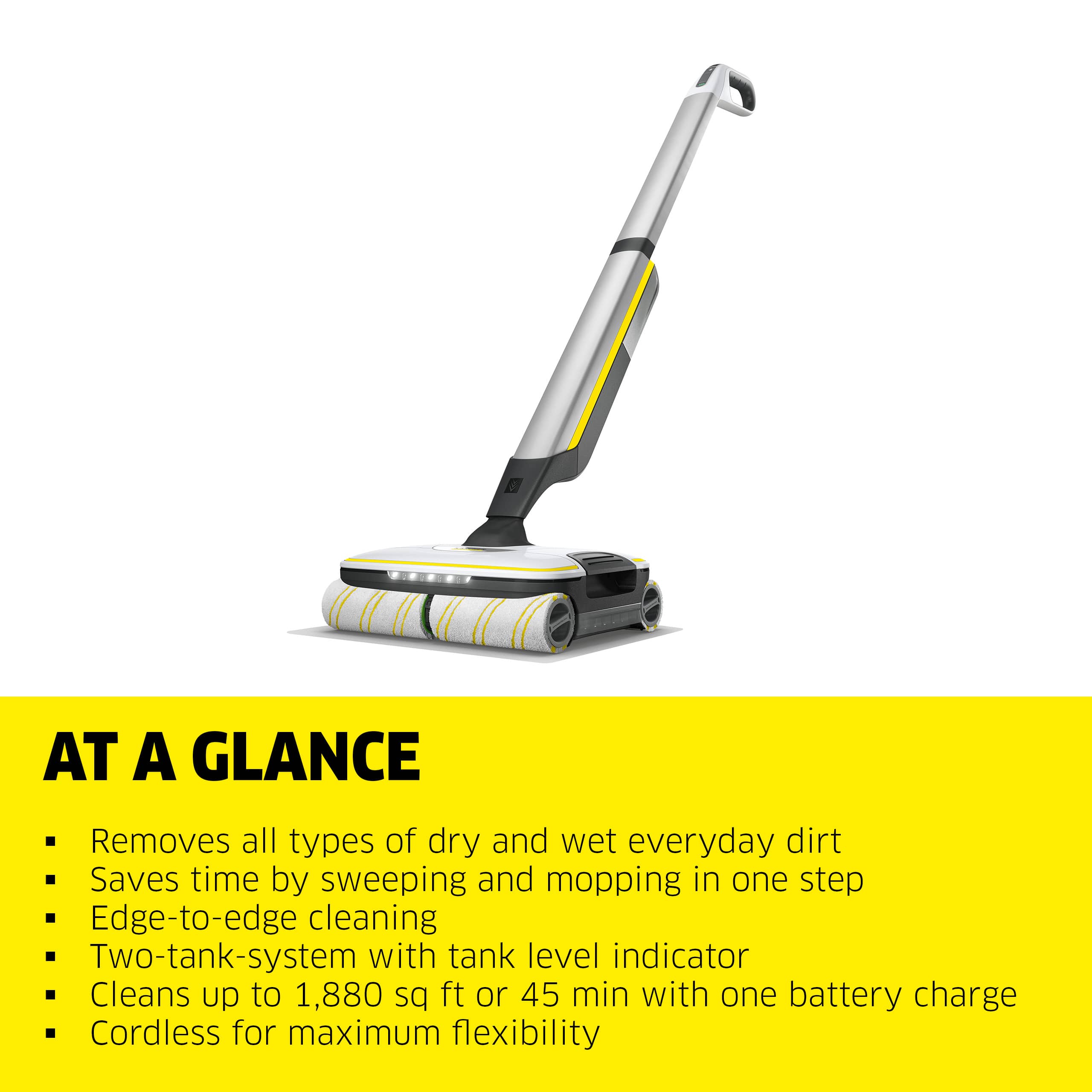 Karcher - FC 7 Electric Mop Hard Floor Cleaner - Great for cleaning Wood, Laminate, Tile, Stone