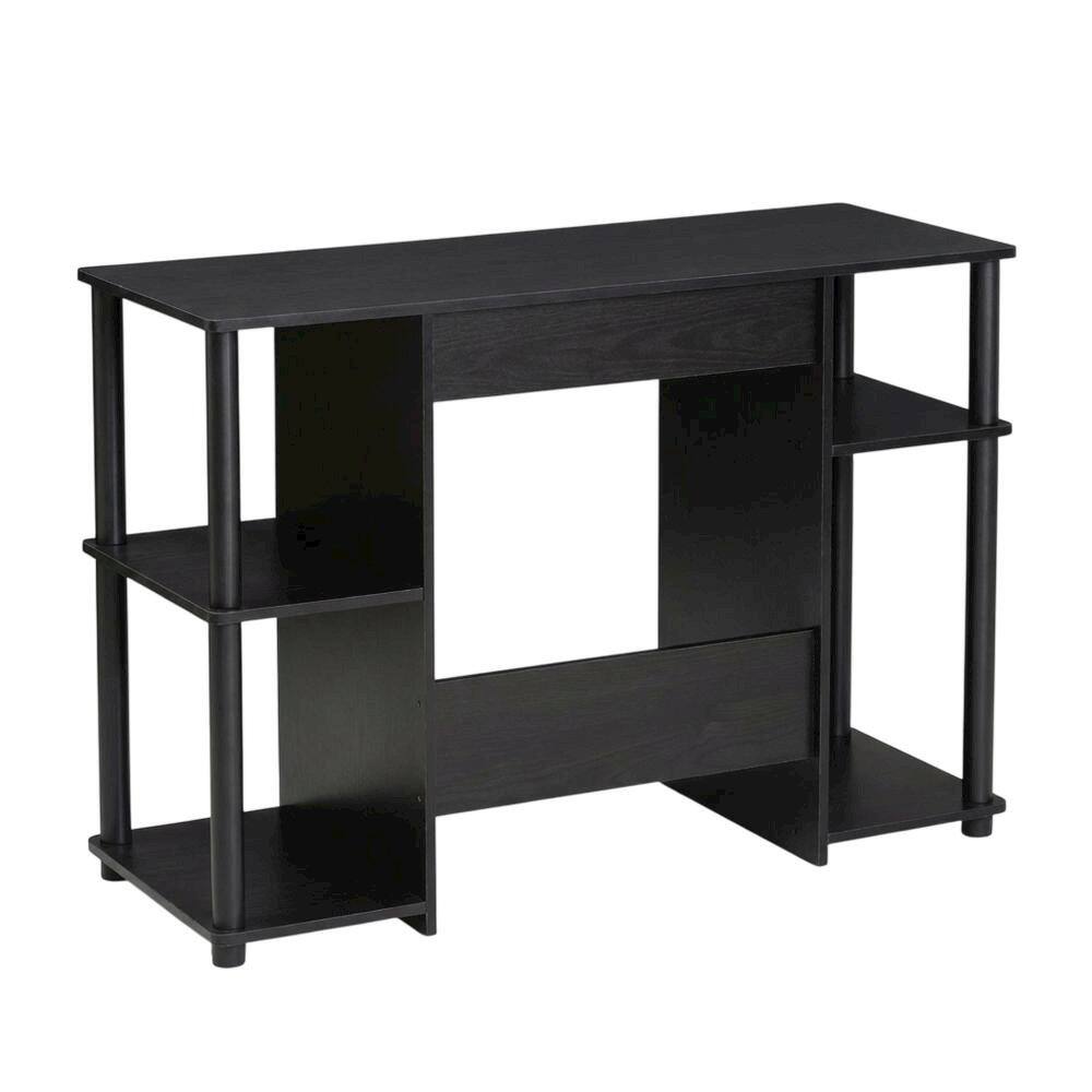 Front. BisonOffice - Black compact computer study desk with sturdy design and space-efficient layout - Black.