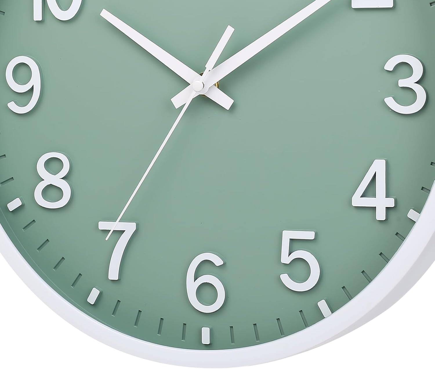 Back. Dazzed Corner - 8 inch Modern Wall Clock,Silent Non Ticking Wall Clock - Green.