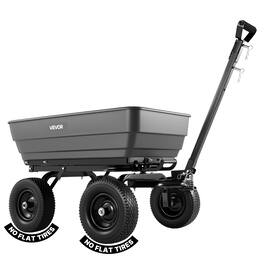 VEVOR - Garden Dump Cart, 1200 lbs Poly Dump Cart, 6 Cu. Ft. Garden Carts Dumps Wagon with 2-in-1 Convertible Handle - Black
