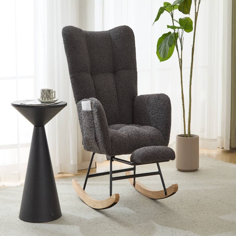 Alt View 6. Loheer - Loheer Teddy Fabric Nursery Glider Rocker with Ottoman Grey - Grey.