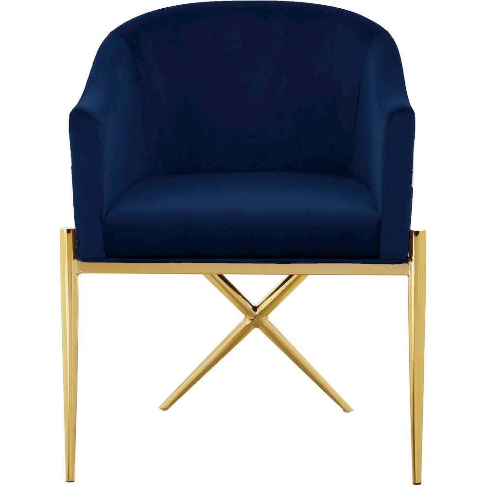Meridian Furniture - Xavier Navy Velvet Dining Chair - Blue - Thumbnail 3
