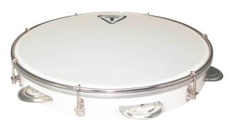 Front. Tycoon Percussion - 12" ABS Pandeiro, Brazilian Drum, Durable High-Strength ABS Shell, Sound & Performance, Samba, Choro, & More, White.