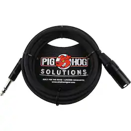 Pig Hog - Solutions 15' Balanced Cable with TRS(M) to XLR(M) Connector - Black