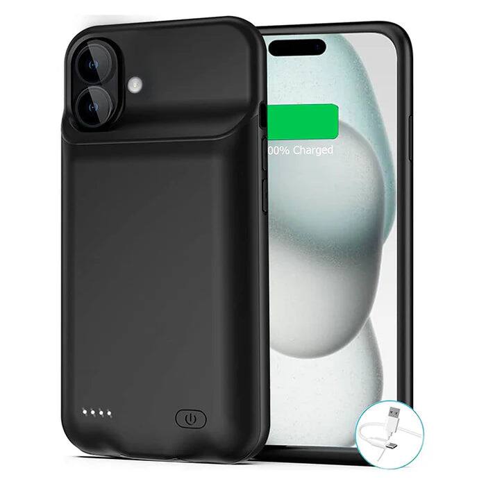 Entronix - Charging Powerbank Case for iPhone 16 Plus - 7000mAh Ultra-Slim Power Bank Cover - Clear