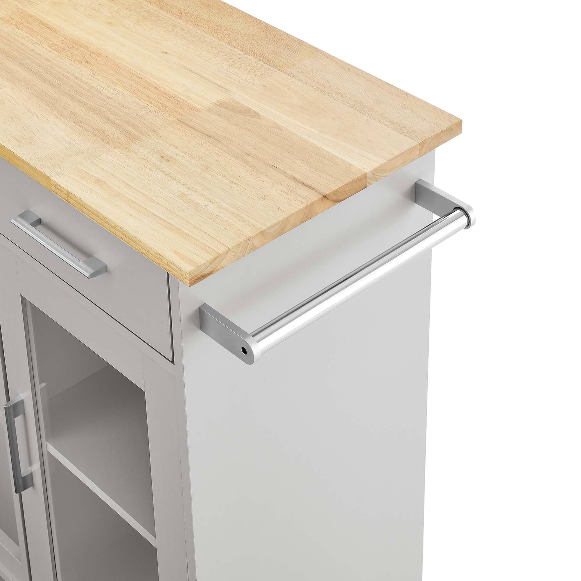 Alt View 7. Modway - Culinary Kitchen Cart With Towel Bar by Modway - Light Gray Natural.