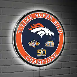 Evergreen Enterprises - Three-Time Super Bowl Champions XL Round LED Wall Sign - Multicolor
