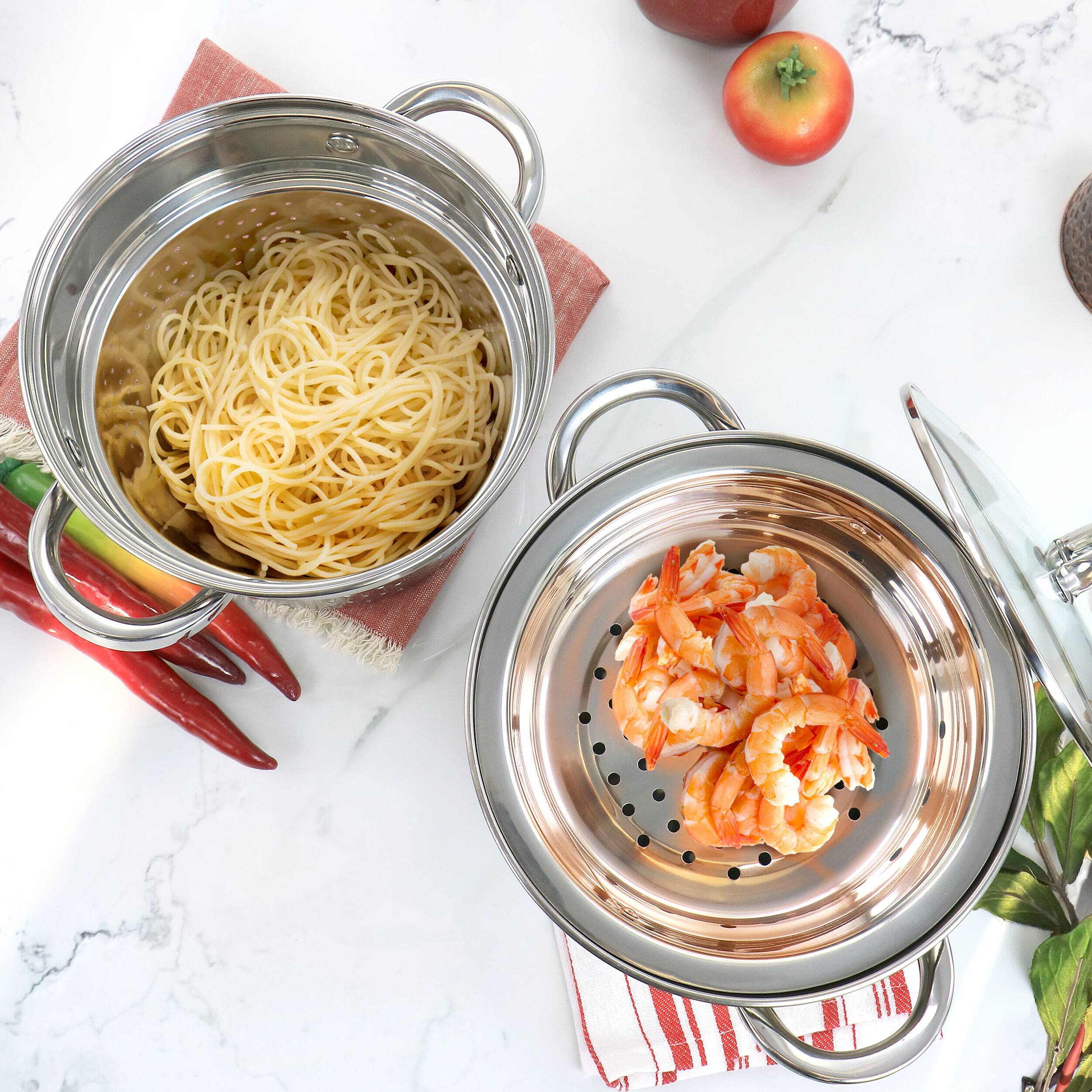 Alt View 7. Oster - Oster Sangerfield 5 Quart Stainless Steel Pasta Pot with Steamer Insert and Basket - Silver.