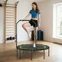 Resenkos - 45-Inch Folding Exercise Rebounder with Adjustable Handle - Green