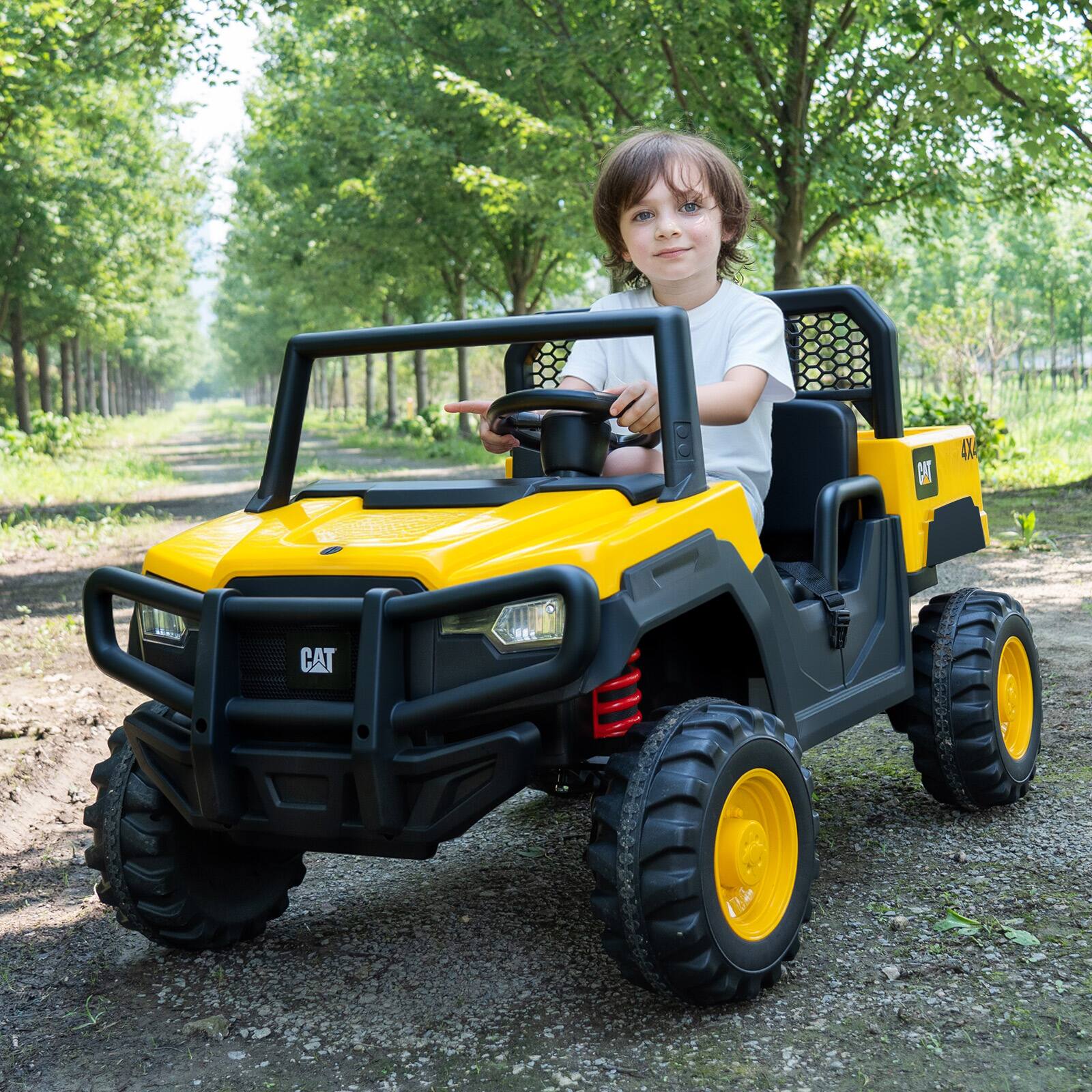 Alt View 4. Costway - Costway 24V Ride On Dump Truck with Remote Control, Dump Bed, Shovel, Music, Soft Start - Yellow.