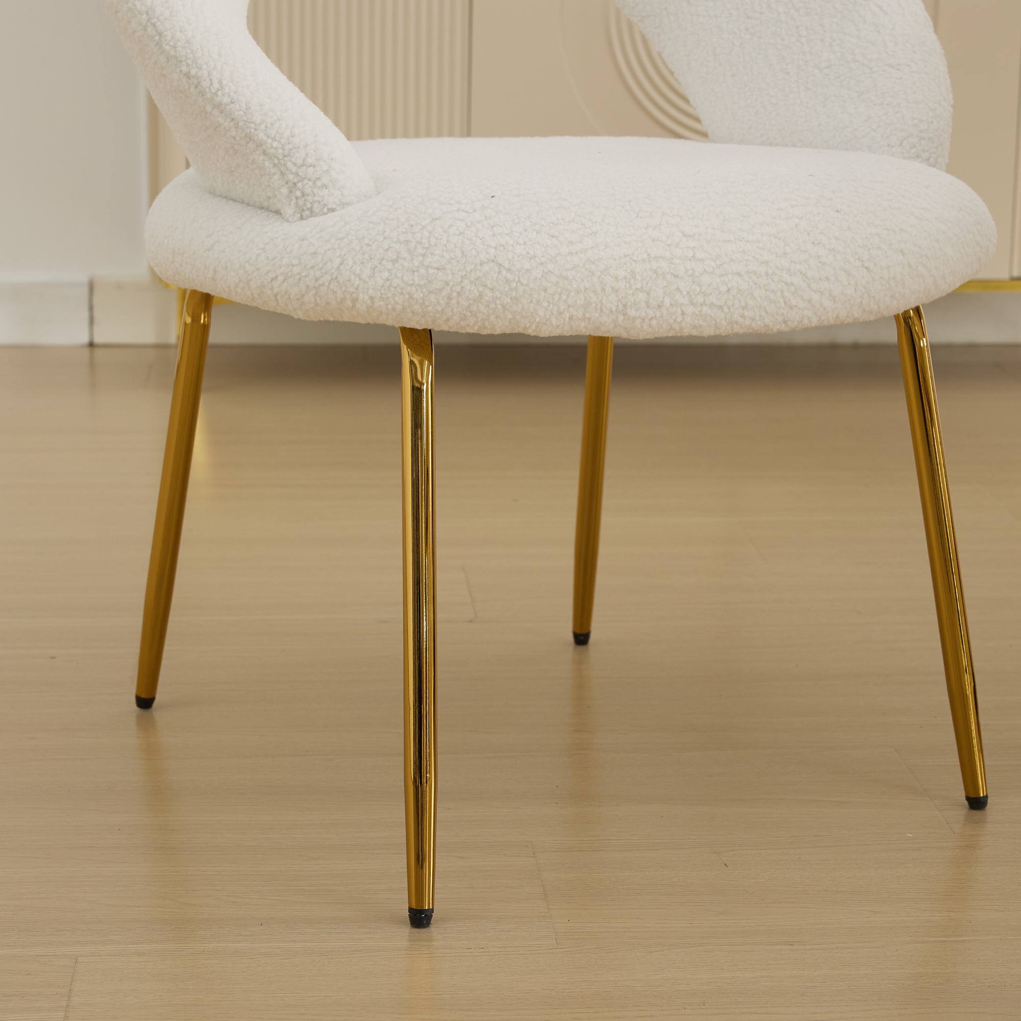 Alt View 9. GOODSILO - Luxury Velvet Dining Chair with Curved Backrest and Elegant Metal Legs for Modern Kitchen or Dining Room - White.