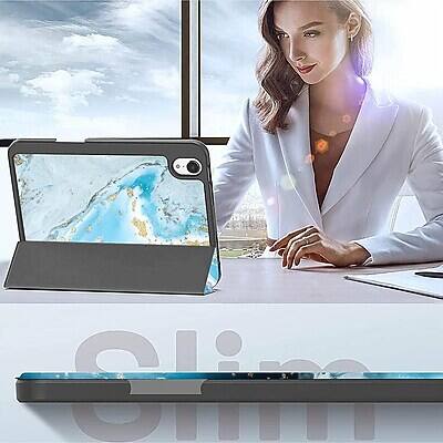 Alt View 7. SaharaCase - iPad mini A17 Pro & 6th Generation 2021 Protection Bundle, Folio Case with Tempered Glass Screen - Blue.