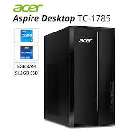 Acer - Refurbished Excellent - Aspire TC-1785-UC93 Desktop 8GB RAM 512GB SSD Intel Core i5-14400 10-Core 2.5GHz Windows 11 Home - Black