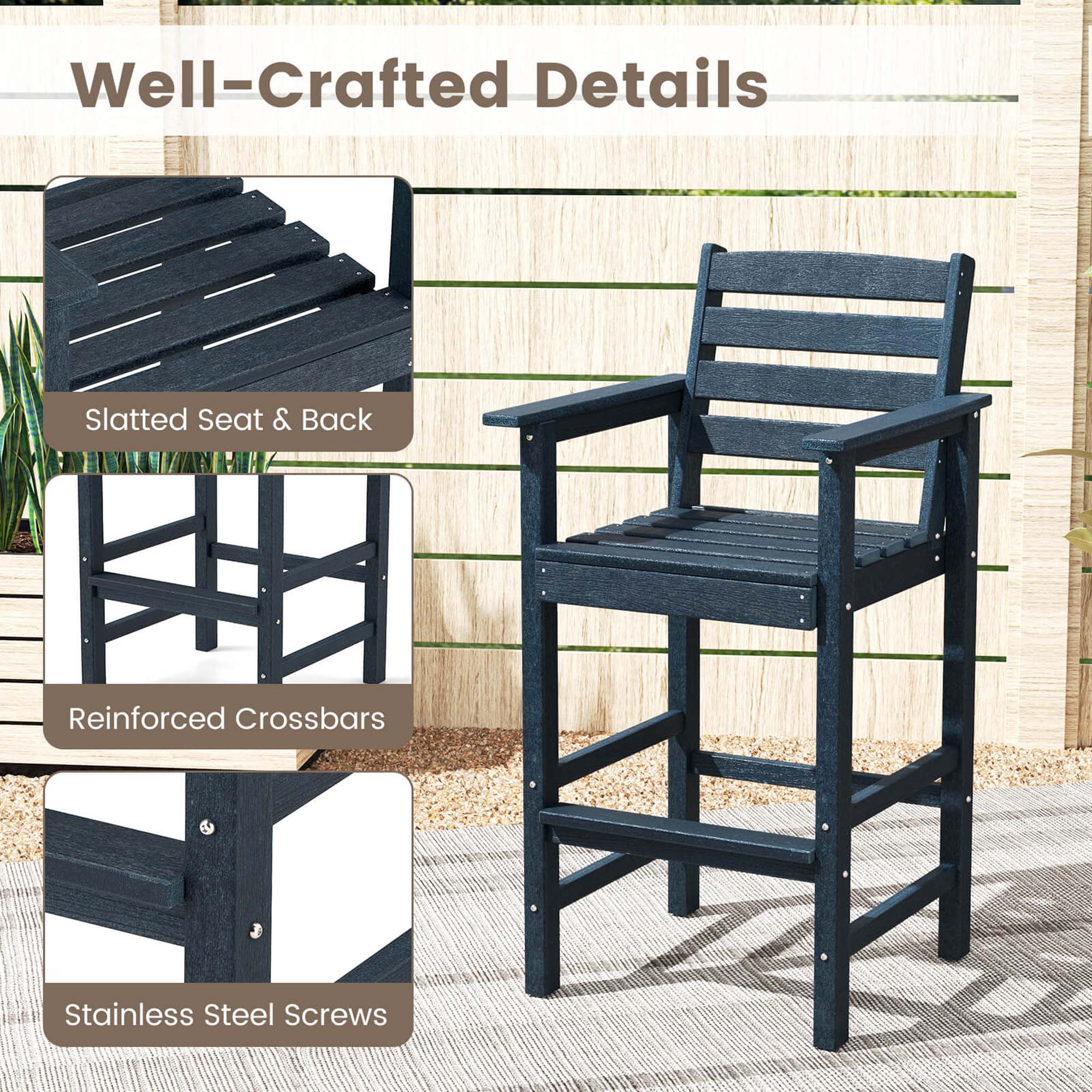 Well-Crafted Details: Slatted Seat & Back, Reinforced Crossbars, Stainless Steel Screws