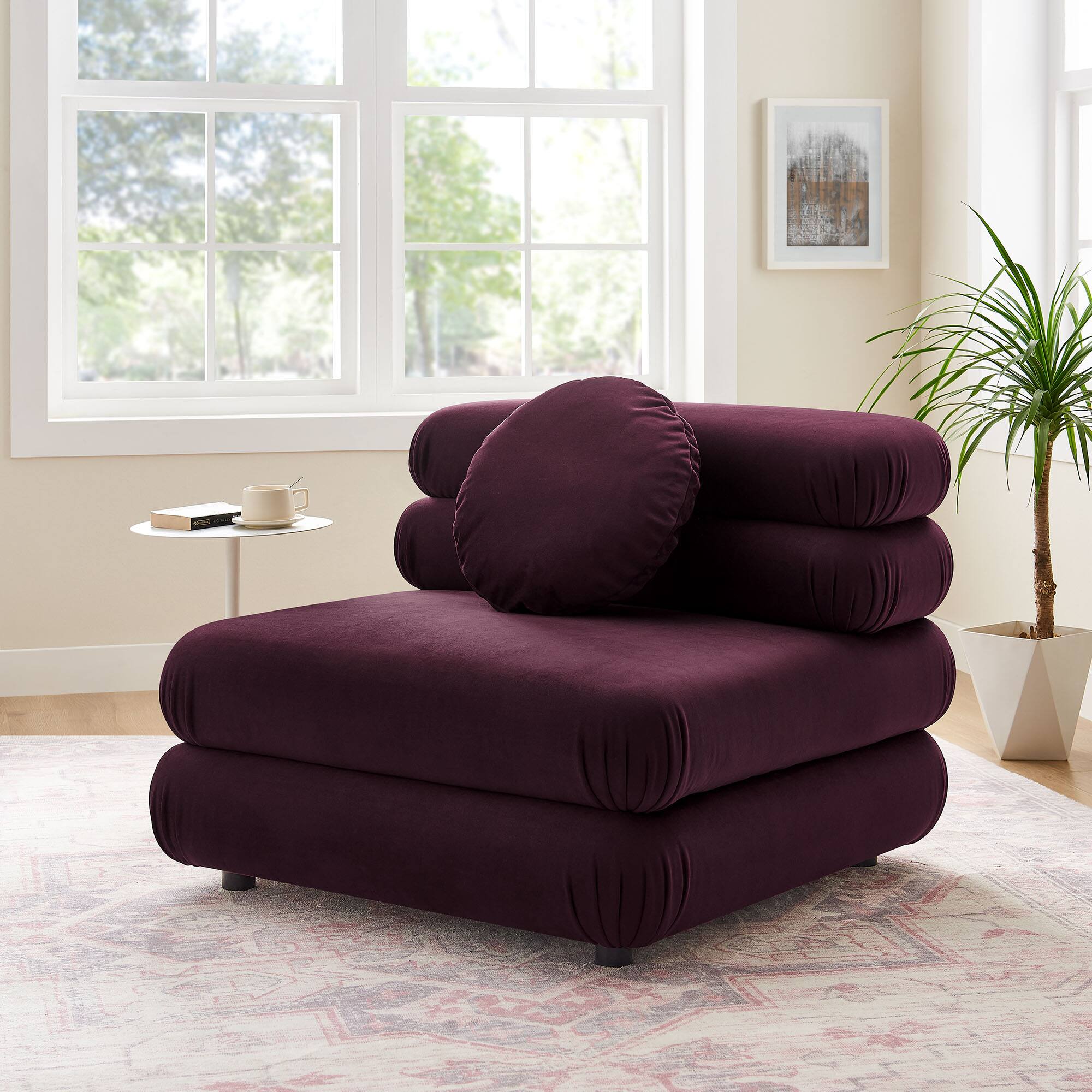 Alt View 4. Modway - Jubilee Modular Performance Velvet Armless Chair by Modway - Mulberry.