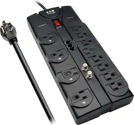 Eaton Tripp Lite TLP1208TELTV 12-outlet Coax Surge Protector - Tel/dsl - 120 Volts AC - 50/60 Hertz - Up to 40 dB - 2880 - Black