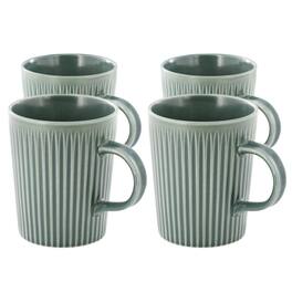 Meritage - 4 Piece 16.5 Ounce Embossed Stoneware Mug Set in Matte - Sage