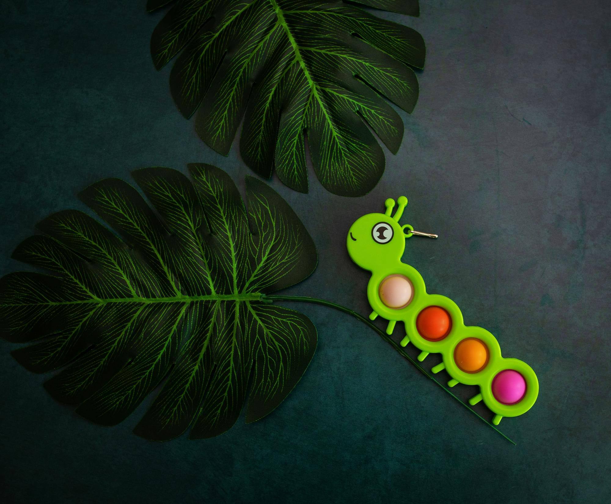 Alt View 10. Toynk - Pop Fidget Toy Green Caterpillar 4-Button Bubble Popping Game - Green.