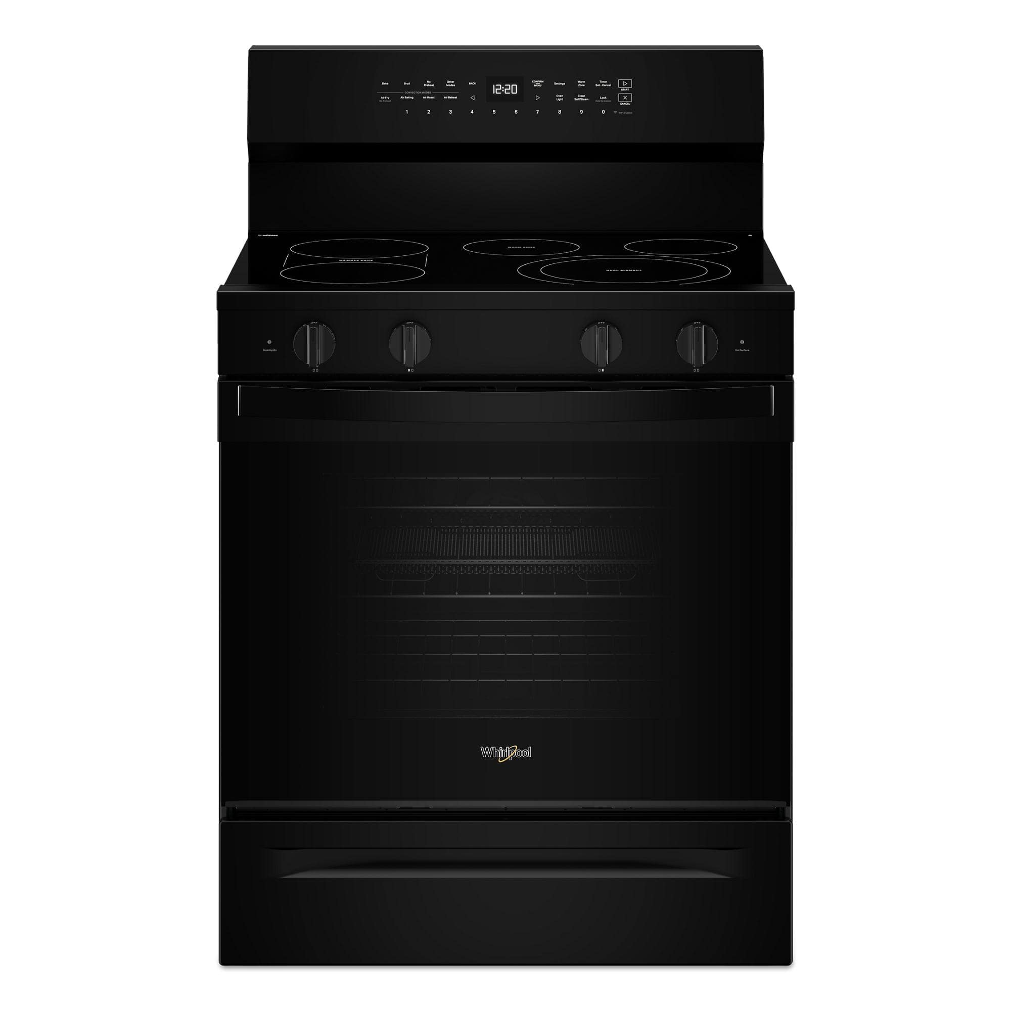 Whirlpool - 5.3 Cu. Ft. Freestanding Electric Range with Air Cooking Technology - Black - Front_Zoom