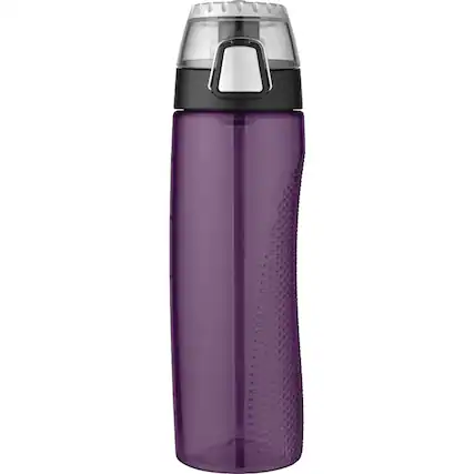 Front. Thermos - Thermos 24 oz. Tritan Flip-Cap Water Bottle with Rotating Meter - Purple/Teal - Purple.