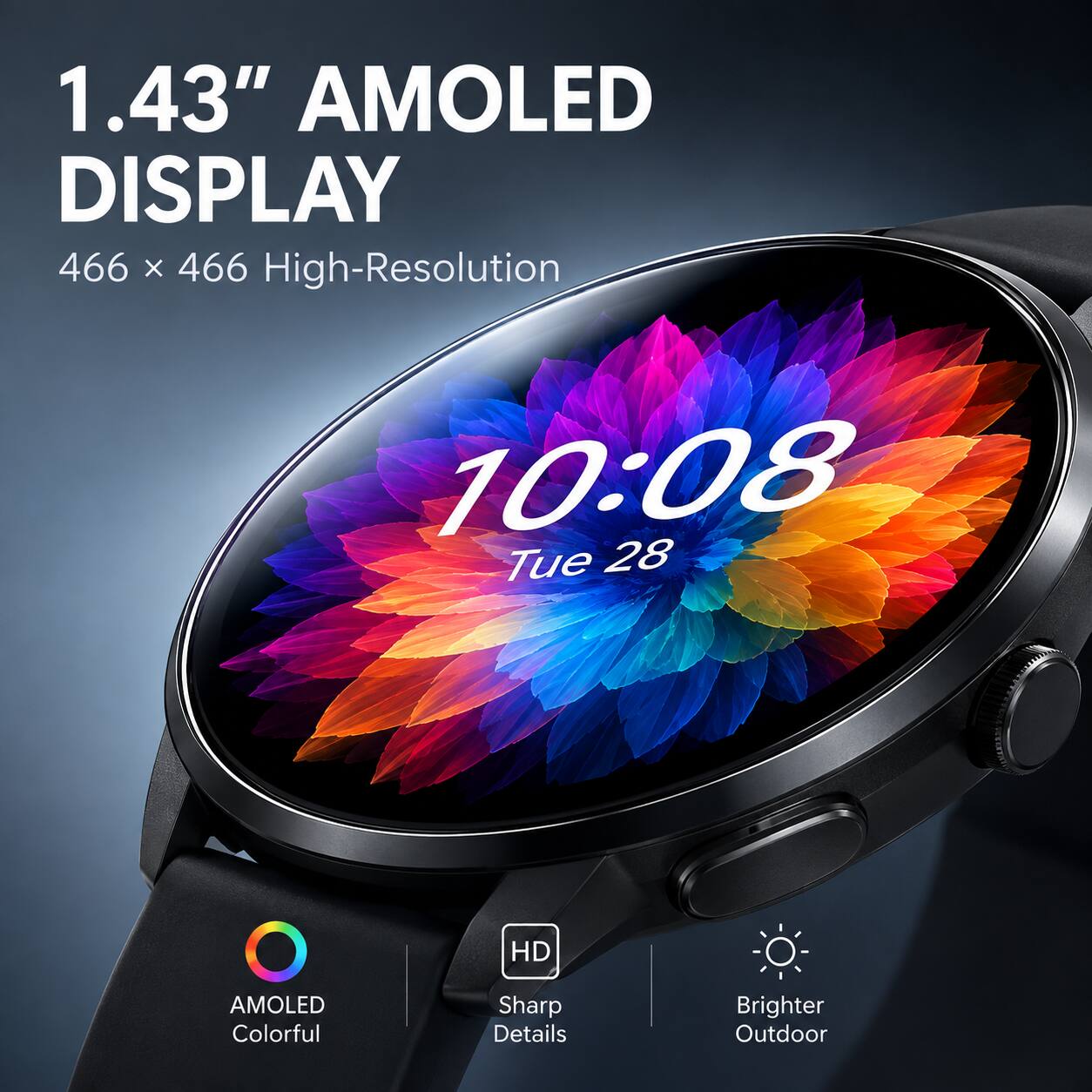 VILINICE Smart Watch 1.43 Inch AMOLED Touch Screen IP68 Waterproof