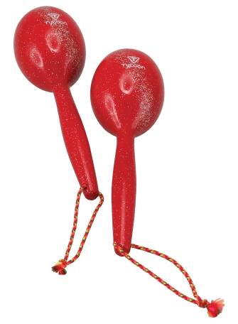 Front. Tycoon Percussion - Wood Maracas, Red Diamond Finish, Siam Oak Construction, Full-Sized Heads, Sharp & Full Sound, Sold in Matched Pairs.