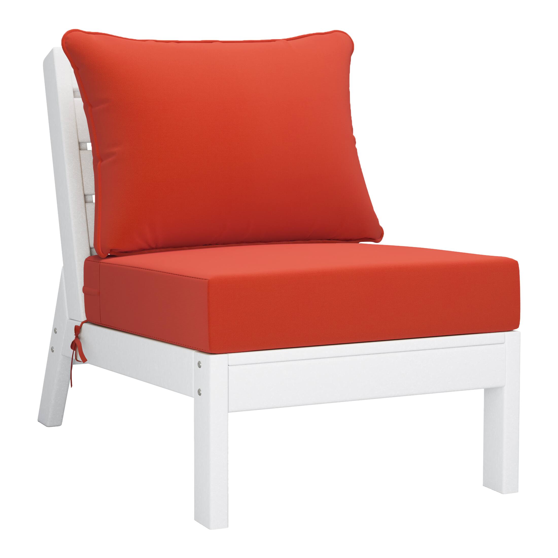 Alt View 3. WestinTrends - WestinTrends Avalon Outdoor 6-Piece Modular Sectional Patio Furniture Sofa Set - White/Orange.