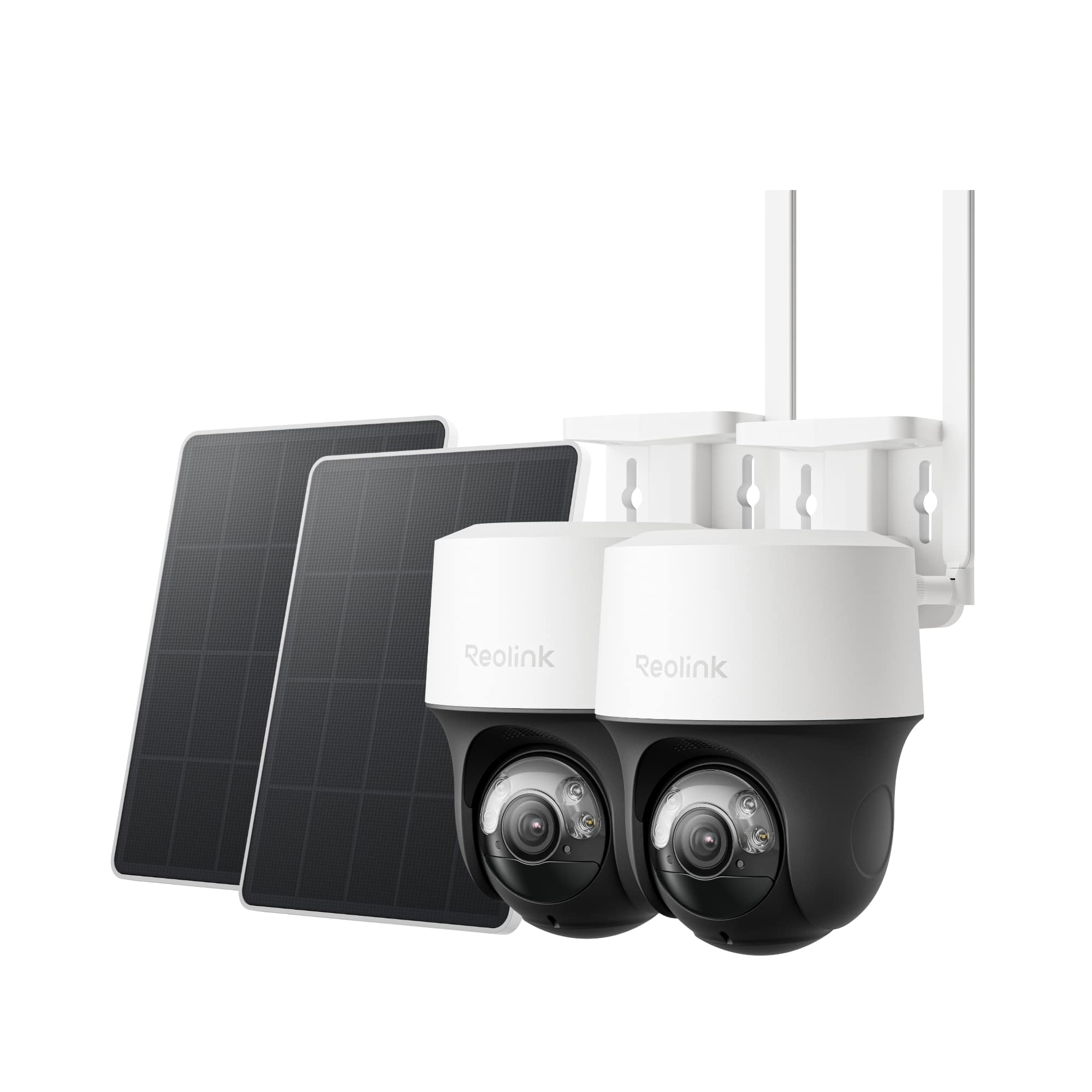 Reolink - 2Pcs Go PT S Lite 2K 4MP Wireless Battery 4G LTE Security Camera with Solar SIM Card Auto-Track Smart Detection - White