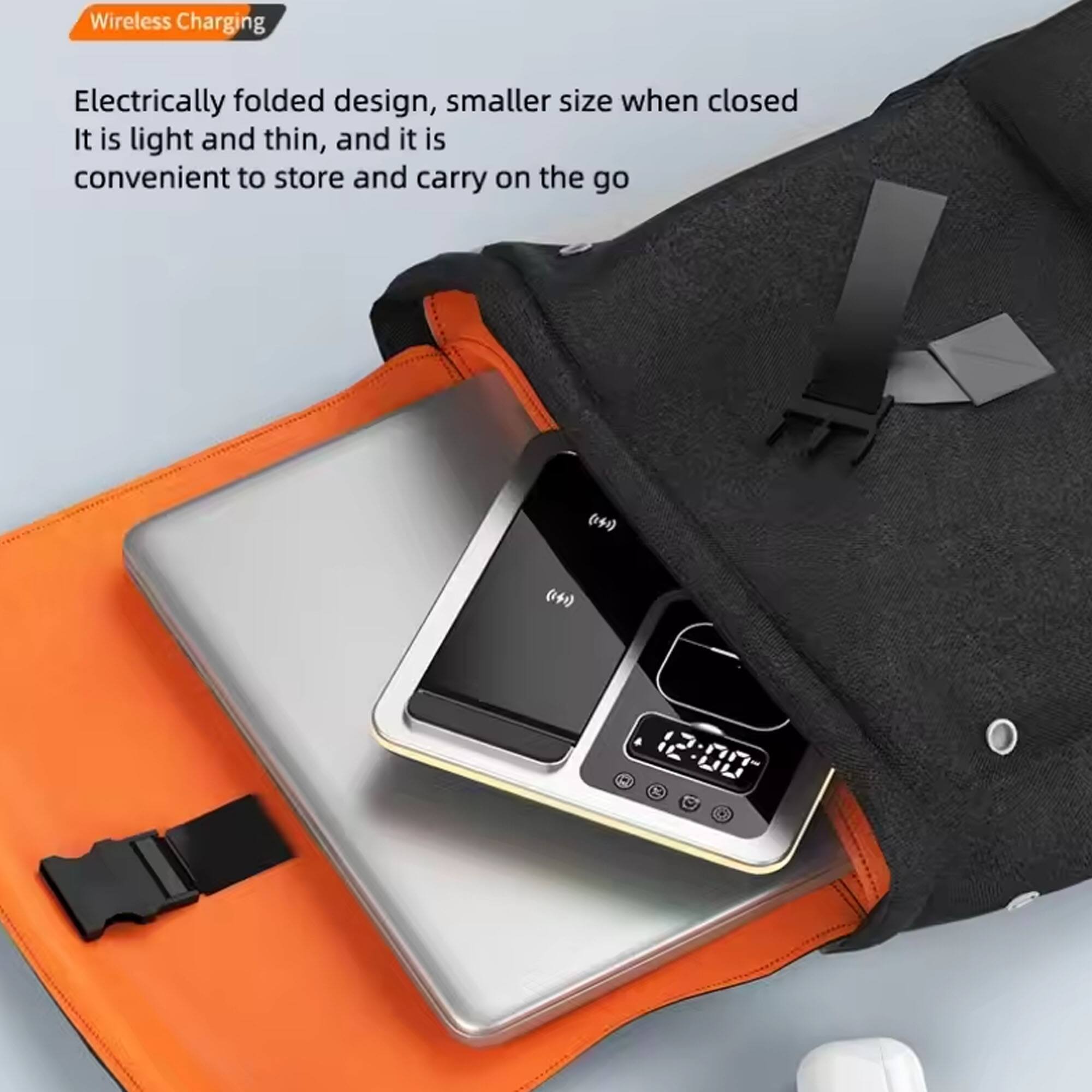 Wireless Charging

Electrically folded design, smaller size when closed. It is light and thin, and it is convenient to store and carry on the go.