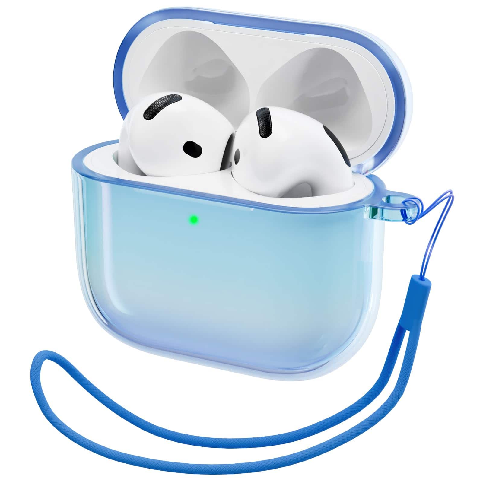 Front. Ornarto - ORNARTO for AirPods 4 Case (2024), Drop-Resistant TPU with LED Visible Bling Cover for AirPods 4th Gen-Aurora Blue - Aurora Blue.