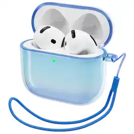 Ornarto - for AirPods 4 Case (2024), Drop-Resistant TPU with LED Visible Bling Cover for AirPods 4th Gen - Aurora Blue